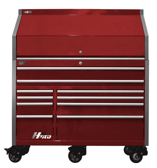 Homak HX07060101 60" Big Dawg HXL Pro 10-Drawer Roller Cabinet and Hutch Combo - Fury Red hutch view