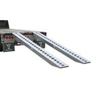 HD Ramps Hook-End Heavy Equipment Ramps 12'x16" with 12,000 lbs Capacity is attached to the trailer