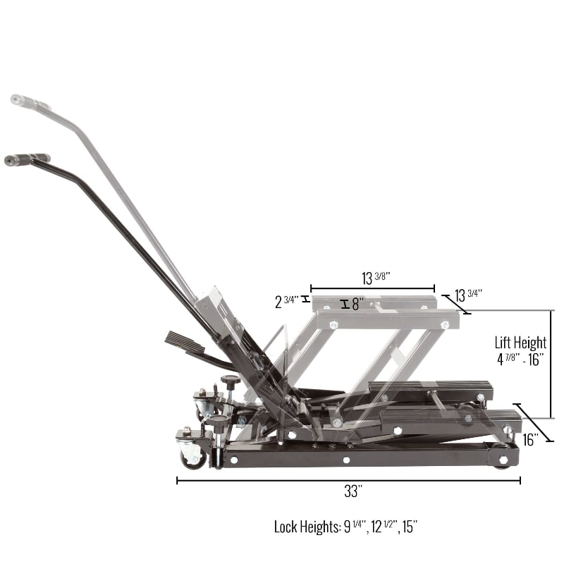 Black Widow Hydraulic Motorcycle & ATV Jack dimensions and measurements
