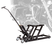 Black Widow Hydraulic Motorcycle & ATV Jack in use
