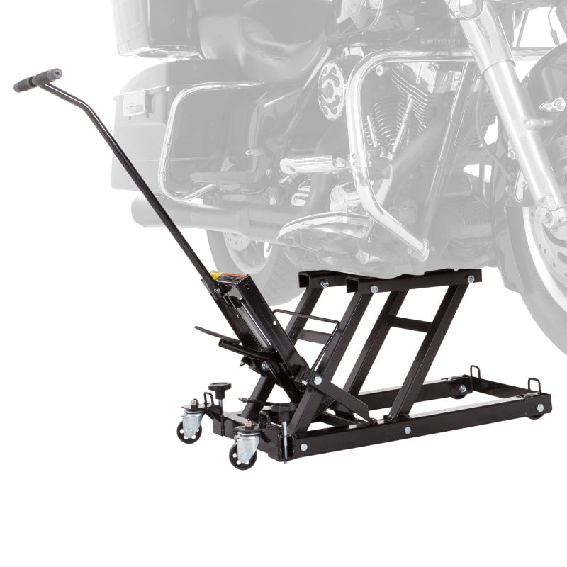 Black Widow Hydraulic Motorcycle & ATV Jack in use
