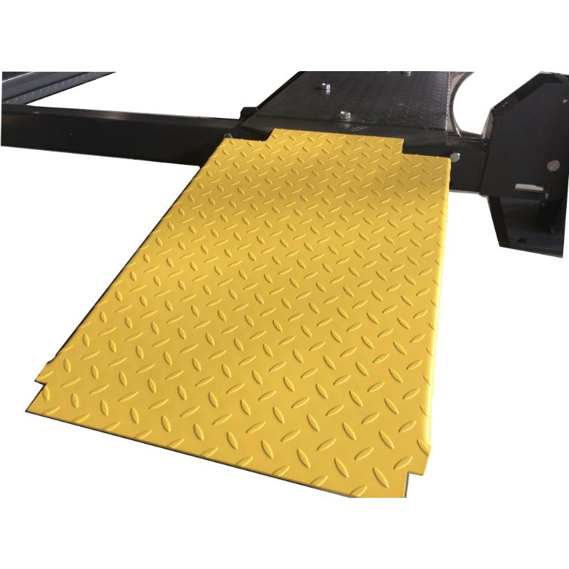 ramp of the KATOOL KT-4H850 4-Post Car Lift 8,500 lb Capacity, Jack Tray, Drip Trays & Caster Kit Included 