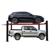 Katool KT-4H950 Four Post Storage Lift 9,500 lbs capacity, 80.7" lifting height with vehicles on it