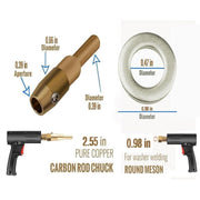 dimensions of accessory parts of the KATOOL KT-90E Body Spot Welder Dent Puller System Dual Gun 0.6+1.2 mm Welding Thickness

