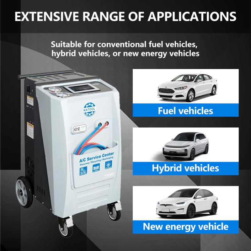Extensive range of applications of the KATOOL KT-AC1800 Fully Automatic R-134A Recovery, Recycle & Recharge Machine – Premium Dual System for Fast, Professional AC Service

