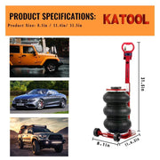 dimensions of the KATOOL 5-Ton Pneumatic Air Bag Jack Red Car Lift with 5.9"-15.75" Lifting Range