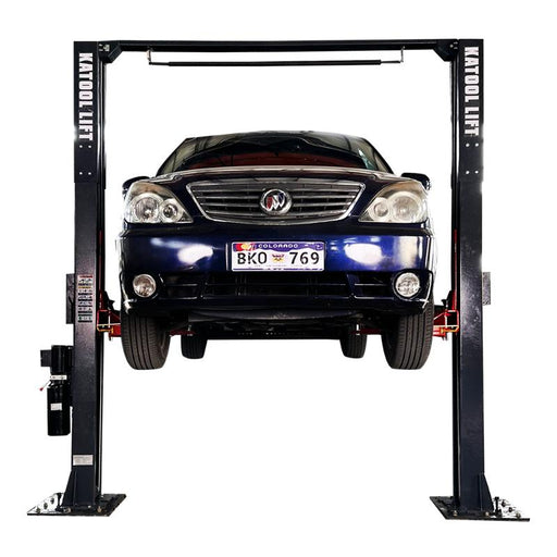 front view of the KATOOL KT-AM120SD Two Post Car Lift 12,000 lbs Capacity Professional-Grade