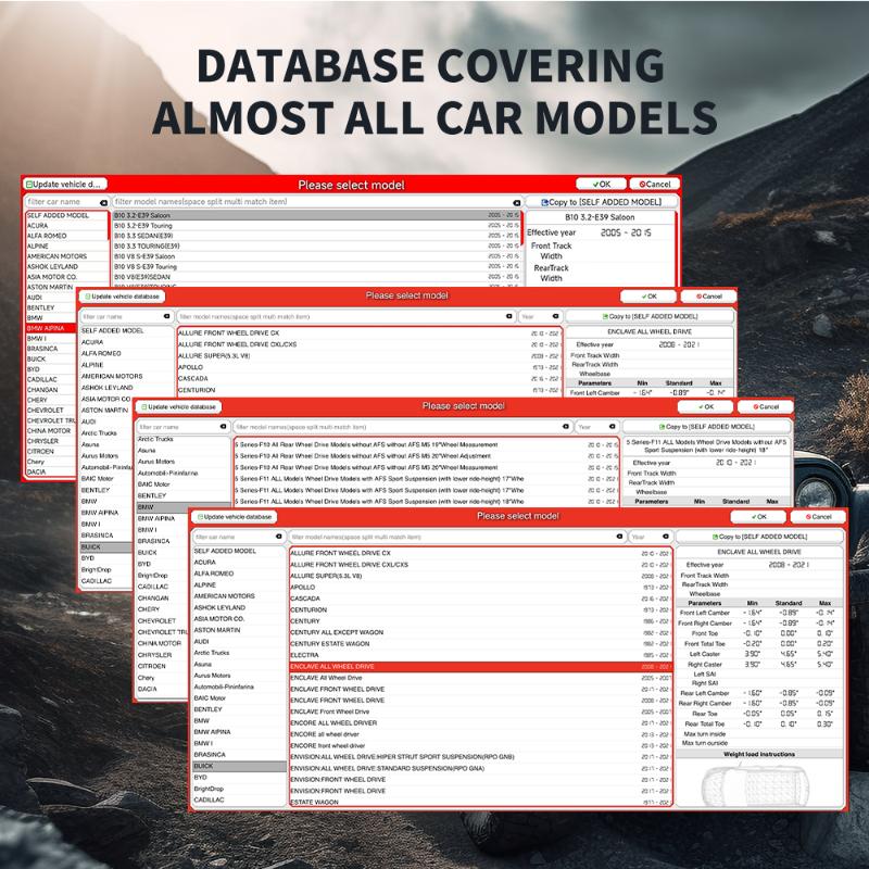 database covering of the KATOOL KT-AV533 3D Wheel Alignment Machine High Precision Imaging Technology