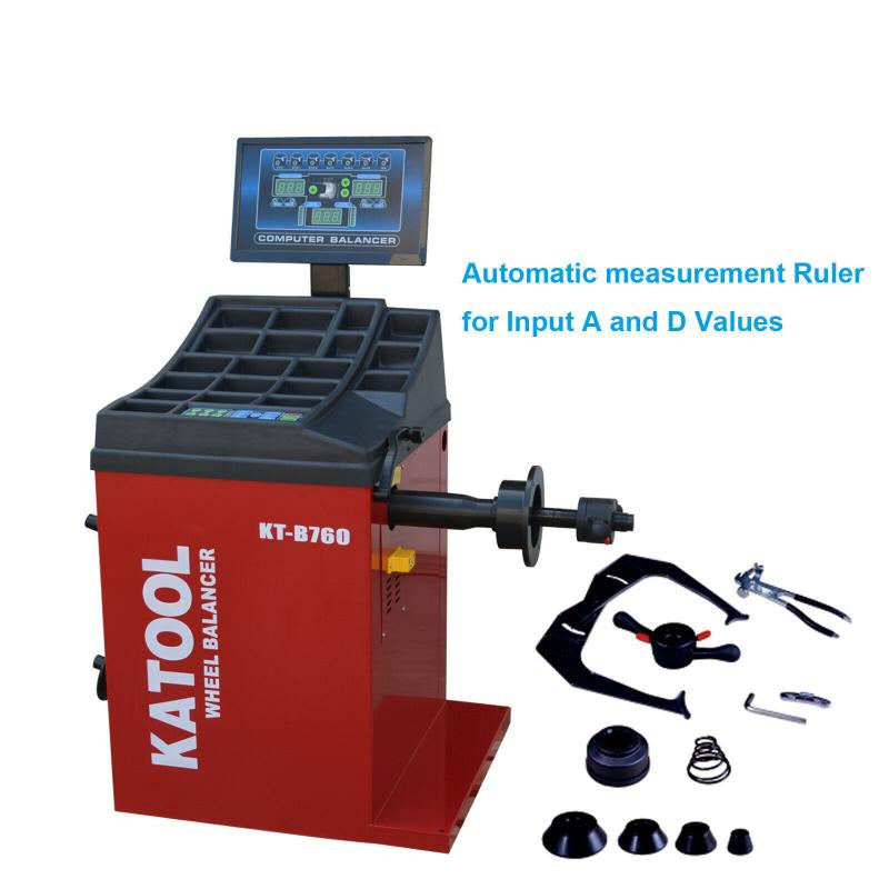 Automatic measurement of KATOOL KT-B760 Wheel Balancer 30" Max Rim Diameter ±1g Accuracy
