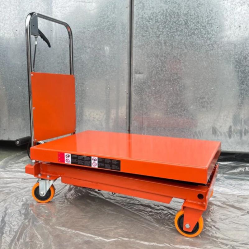side view of the KATOOL KT-CT330 Hydraulic Lift Table Cart 330 lbs Manual Scissor Lift Table