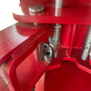 close up of the arm hinges of the ATOOL KT-H120D 2-Post Car Lift 12,000 lb Capacity, Symmetric Arms, Single Lock Release parts