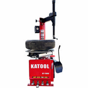 KATOOL KT-T800 Wheel Clamp Tire Changer Machine Professional Grade with 2.0HP Motor is in use