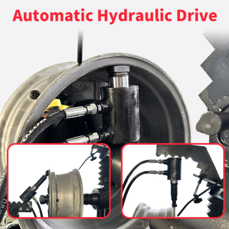 automatic hydraulic drive of the KATOOL KT-WL69 Rim Straightener Hydraulic 10"-26" Rim Capacity
