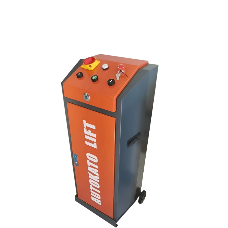 control panel of the KATOOL KT-X85 Mid-Rise Scissor Lift Electric 110V, Mobile with 8000 lb Capacity