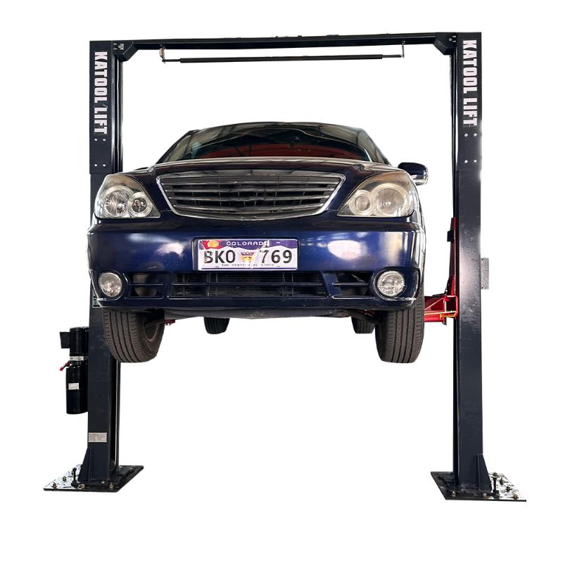 Katool AM120SD Two Post Car Lift 12,000 lbs Capacity Professional-Grade with car on it