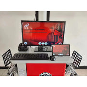 Katool AV9 Pro alignment console with monitor, keyboard, mouse and wheel targets