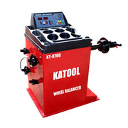 Katool KT-B700 digital wheel balancer, front view with weight tray
