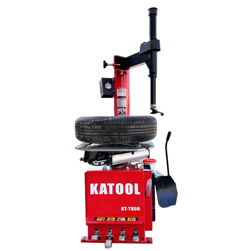 Katool KT-T800 tire changer with a wheel mounted on the turntable