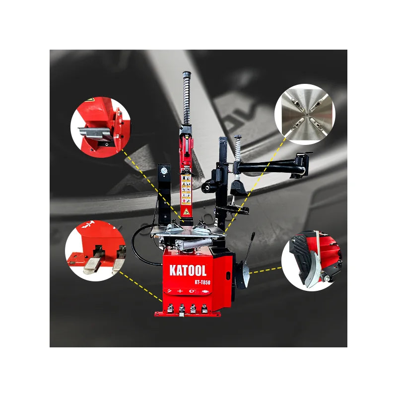 Katool KT-T850 component overview with mount head and bead breaker callouts