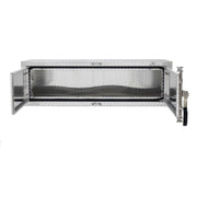 HD Ramps Lockable Diamond Plate Underbody Trailer Toolbox open 
