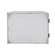 HD Ramps Lockable Diamond Plate Underbody Trailer Toolbox side view
