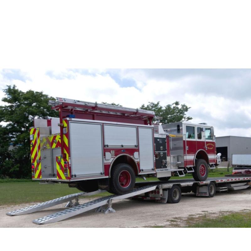 HD Ramps Modular Step Deck Trailer Ramp System in use 
