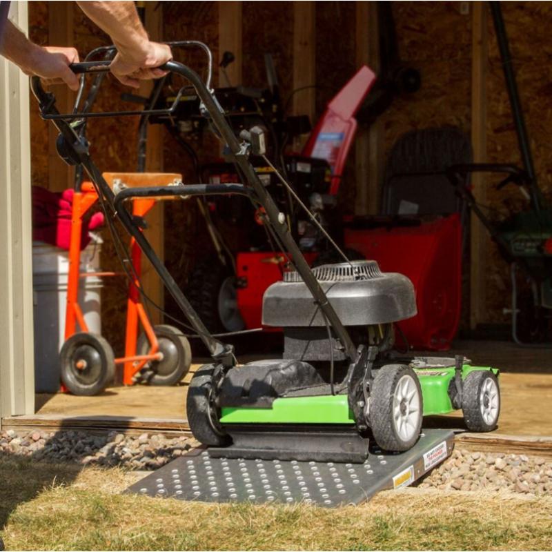 Guardian Punch Plate Aluminum Shed Ramp in use
