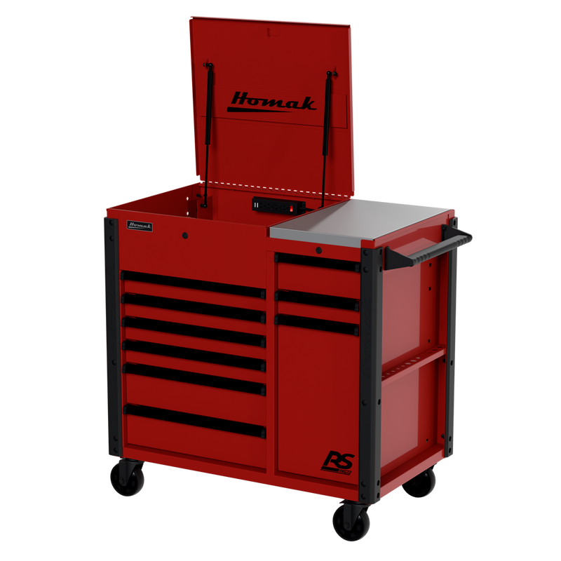 Homak 06044090 power workstation cart side view