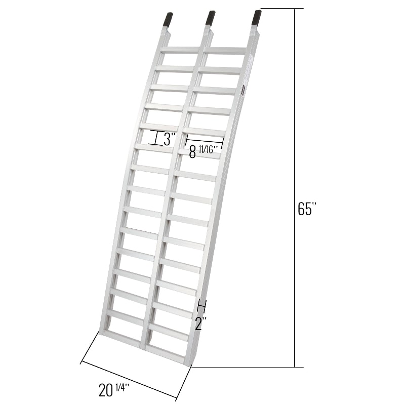 Aluminum Arched Dual Runner UTV Ramps dimensions and measurements