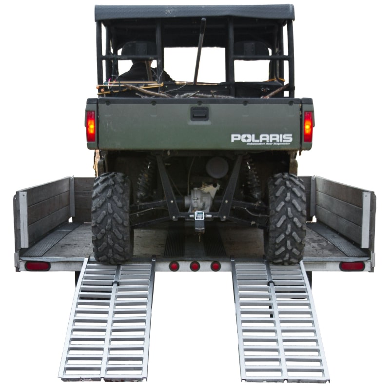 Aluminum Arched Dual Runner UTV Ramps in use