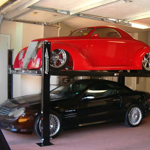 Rotary EFP8 installed in home garage with vehicle parked underneath