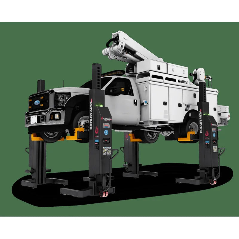 Rotary FLEXMAX 14 wireless mobile column lifts raising a utility truck