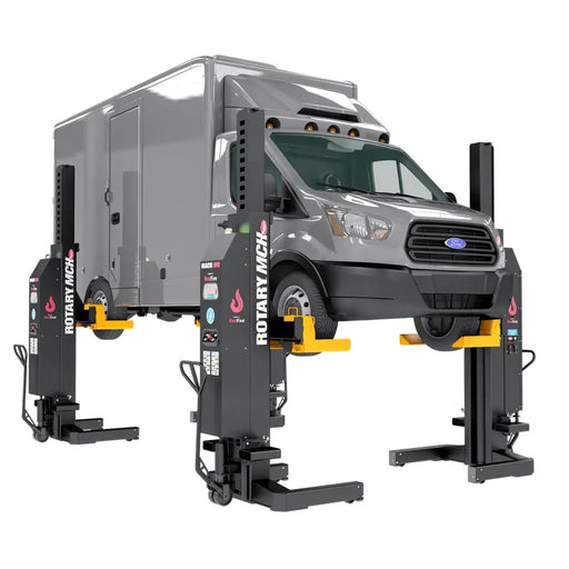 Rotary FLEXMAX 19 wireless mobile column lifts raising a transit van