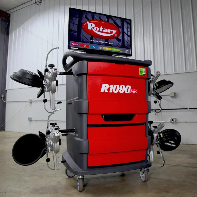 Rotary R1090 portable alignment system rolling between bays