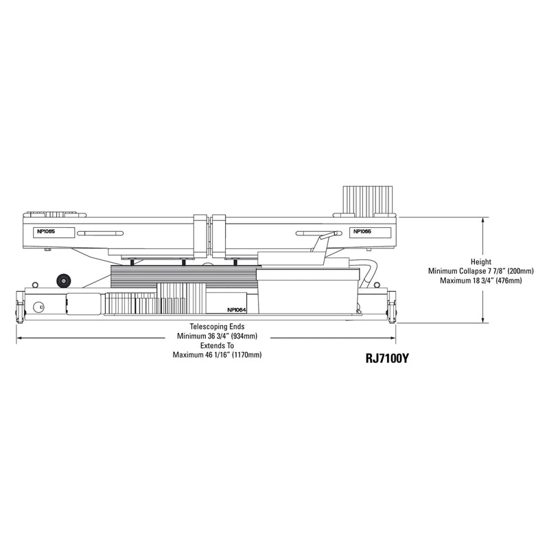 Rotary RJ7100Y rolling jack dimension drawing