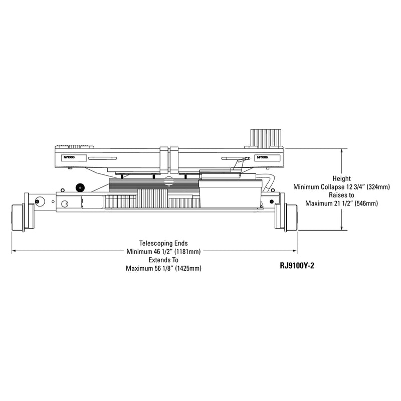 Rotary RJ9000Y-2 rolling jack dimension drawing