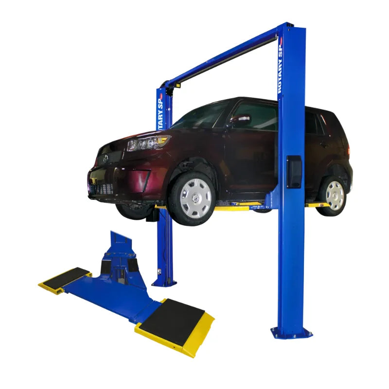Rotary SPOA7-MP movable pad 2-post lift with vehicle, 7,000 lb capacity