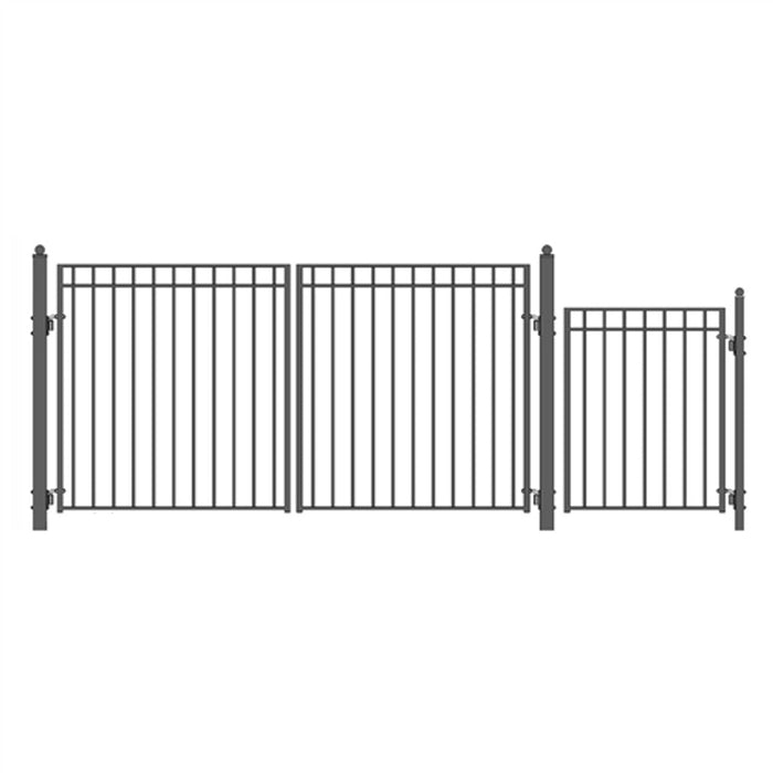 Aleko Steel Dual Swing Driveway Gate - MADRID Style - 12 ft with Pedestrian Gate - 5 ft