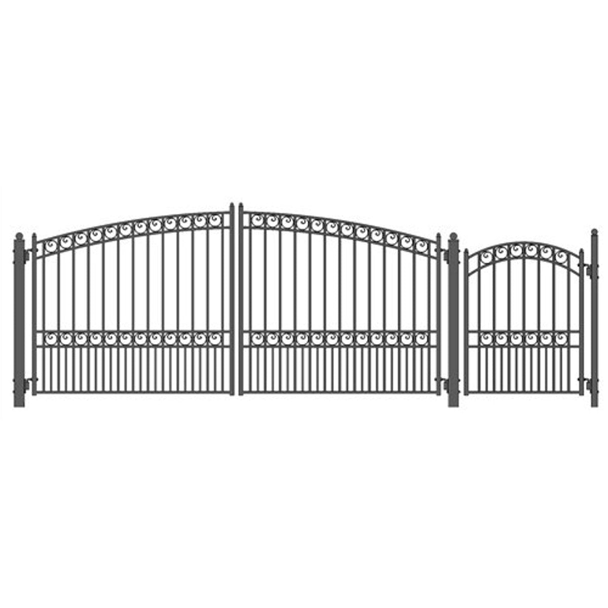 Aleko Steel Dual Swing Driveway Gate - PARIS Style - 14 ft with Pedest ...