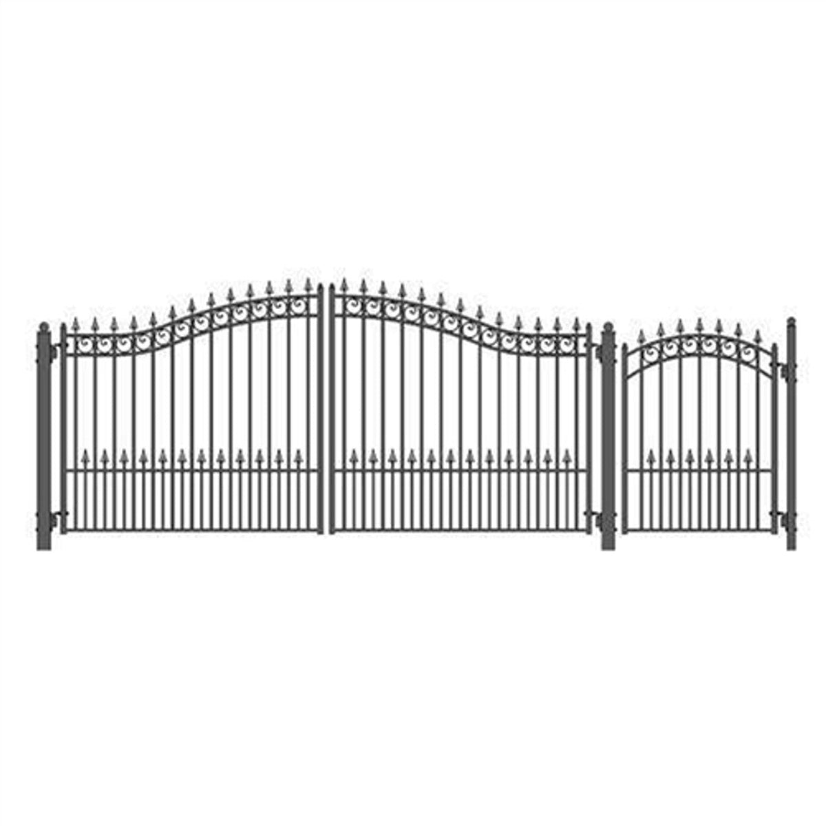 Aleko Steel Dual Swing Driveway Gate - PRAGUE Style - 14 ft with Pedes ...