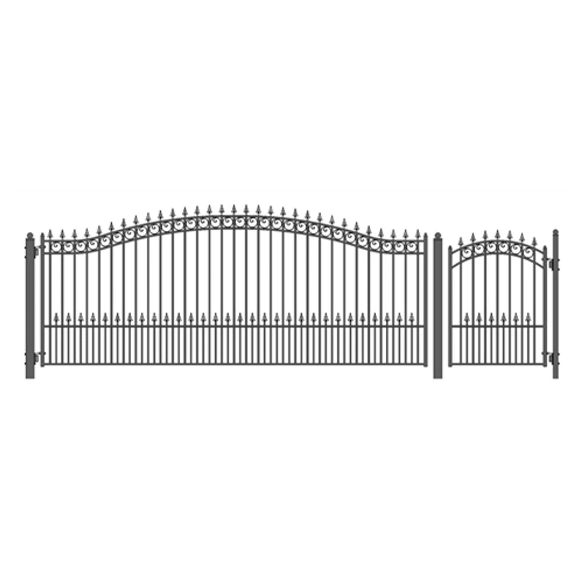 Aleko Steel Single Swing Driveway Gate - PRAGUE Style - 16 ft with Ped ...