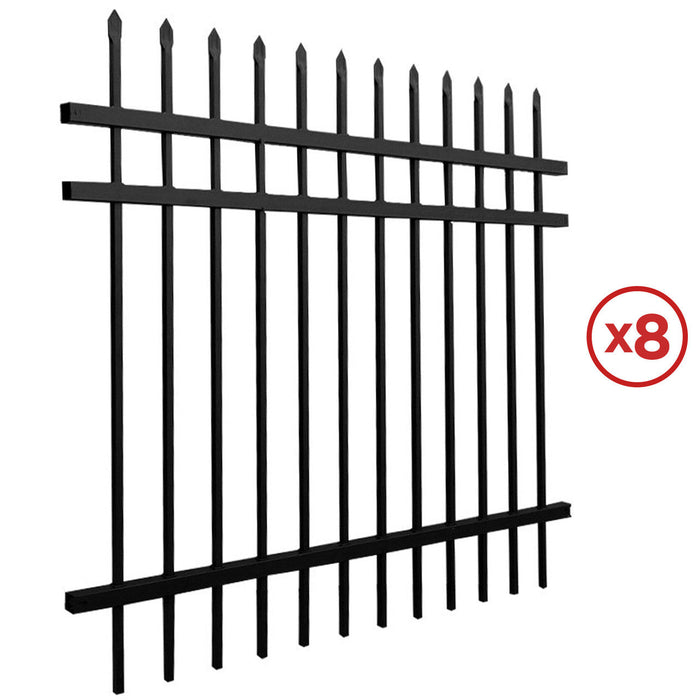 Aleko Commercial Grade 8-Panel Steel Fence Kit - Brussels - 8x6 ft. Each