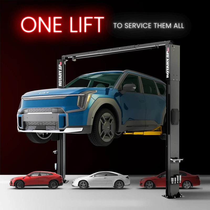 Rotary all-vehicle lift arms shown in multiple power positions