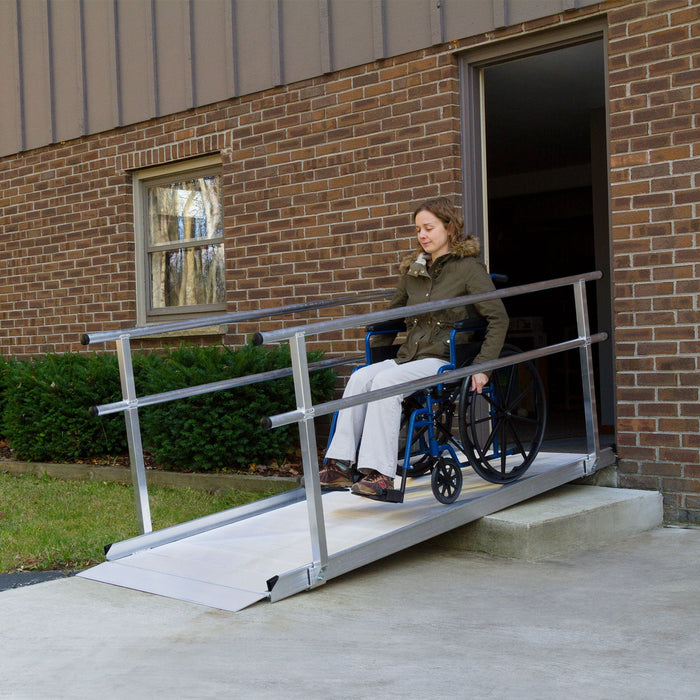 Silver Spring 10' L Aluminum Wheelchair Access Ramps with Handrails - 850 lbs Capacity
