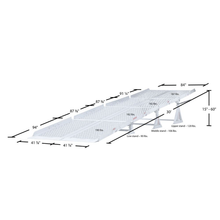 HD Ramps 30’ L x 84” W Aluminum Portable Modular Yard Ramp System – 25,000 lb. Capacity