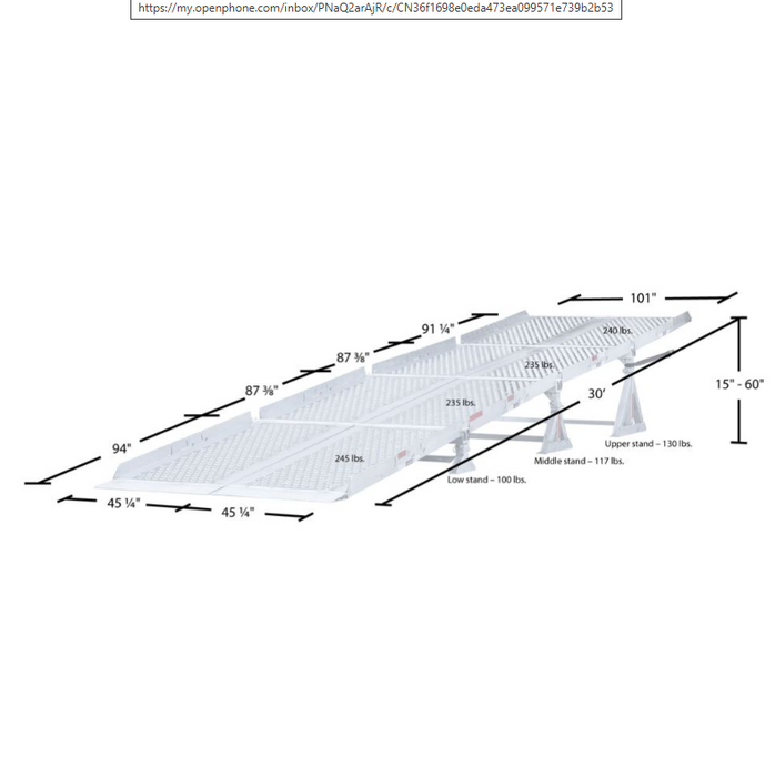 HD Ramps 30' L x 101" W Aluminum Portable Modular Yard Ramp System – 30,000 lb. Capacity