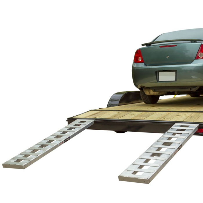 HD Ramps 6' L x 12" W Hook & Plate Hybrid End Aluminum Car Trailer Ramps, Stub Foot - 2,500-lb. per axle Capacity