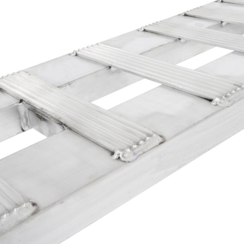 A closeup of the rungs of the HD Ramps 5' x 12" Aluminum Car Trailer Ramp
