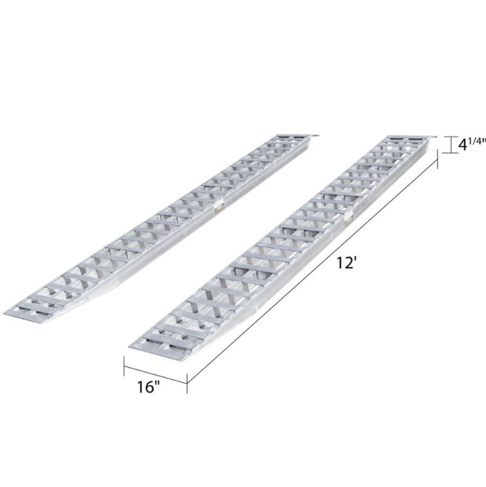 HD Ramps 12' L x 16" W Aluminum Plate End Car Trailer Ramps - 5,000 lb. per axle Capacity