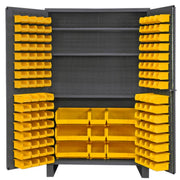 Vestil Storage Cabinet Steel/Plastic with 137 Yellow Bins 48 In. Width x 24 In. Depth x 78 In. Height Gray